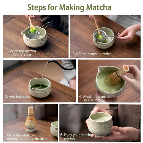 Buucup Matcha Set: colador inoxidable para tamizar polvo sin grumos.