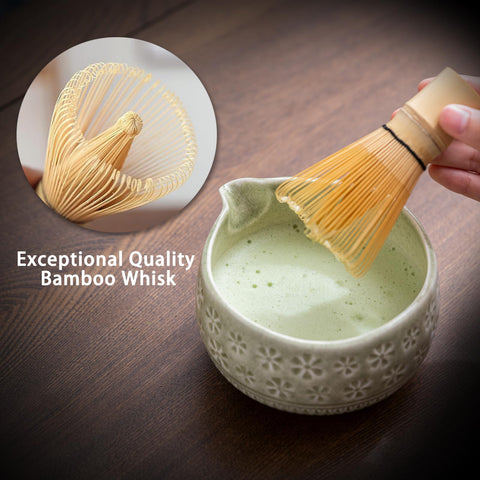 Buucup Matcha Set: cuchara medidora de bambú para porciones precisas.