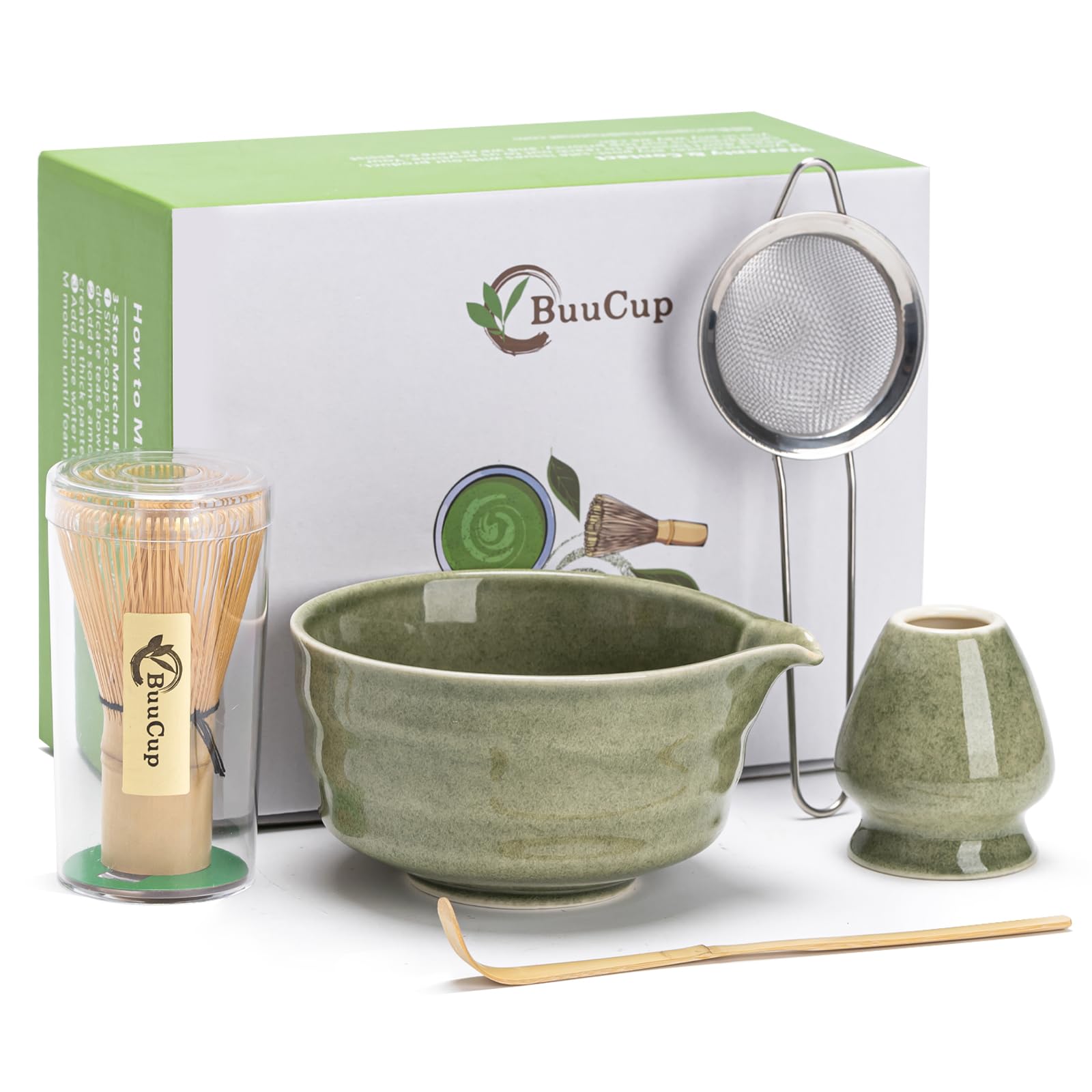 Buucup Set de Matcha: cuenco chawan glaseado para una experiencia de matcha limpia y elegante.