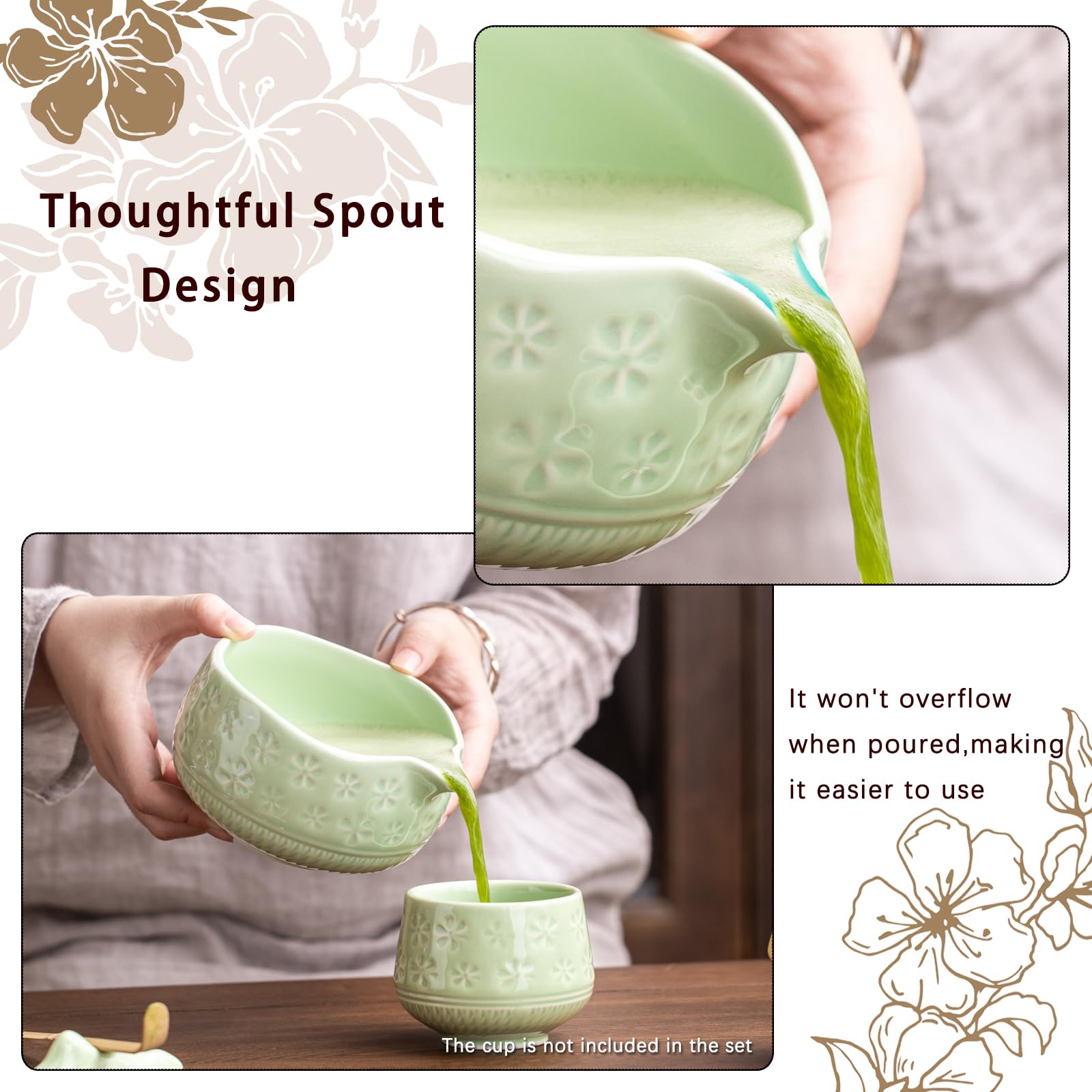 Buucup tazón matcha cerámico Chawan con interior vidriado y fácil limpieza