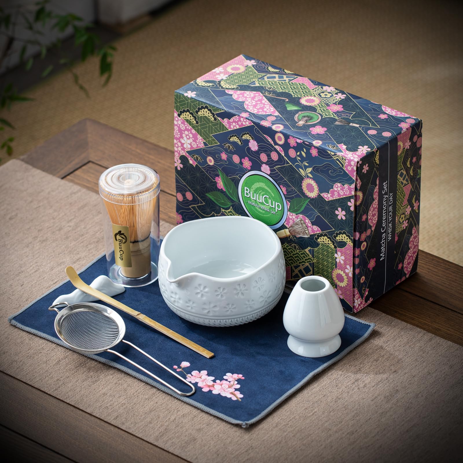 Buucup Toalla de té blanca con motivos de cerezo para secar utensilios