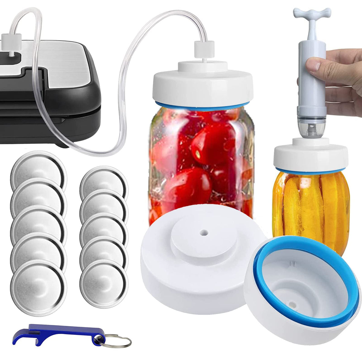 BUVLIVU selador de jarras Mason con kit completo para almacenamiento fresco