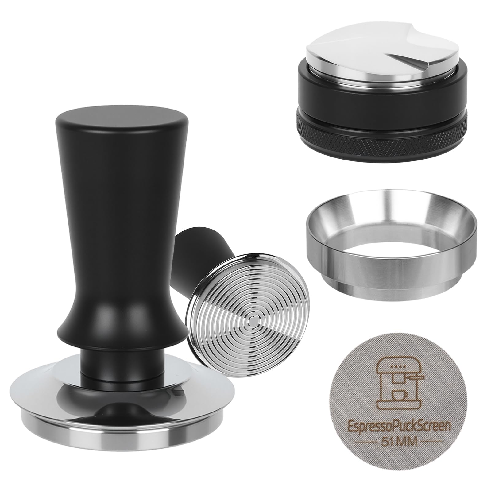 BUWILRQ tampón espresso 51mm con resorte para extracción uniforme.