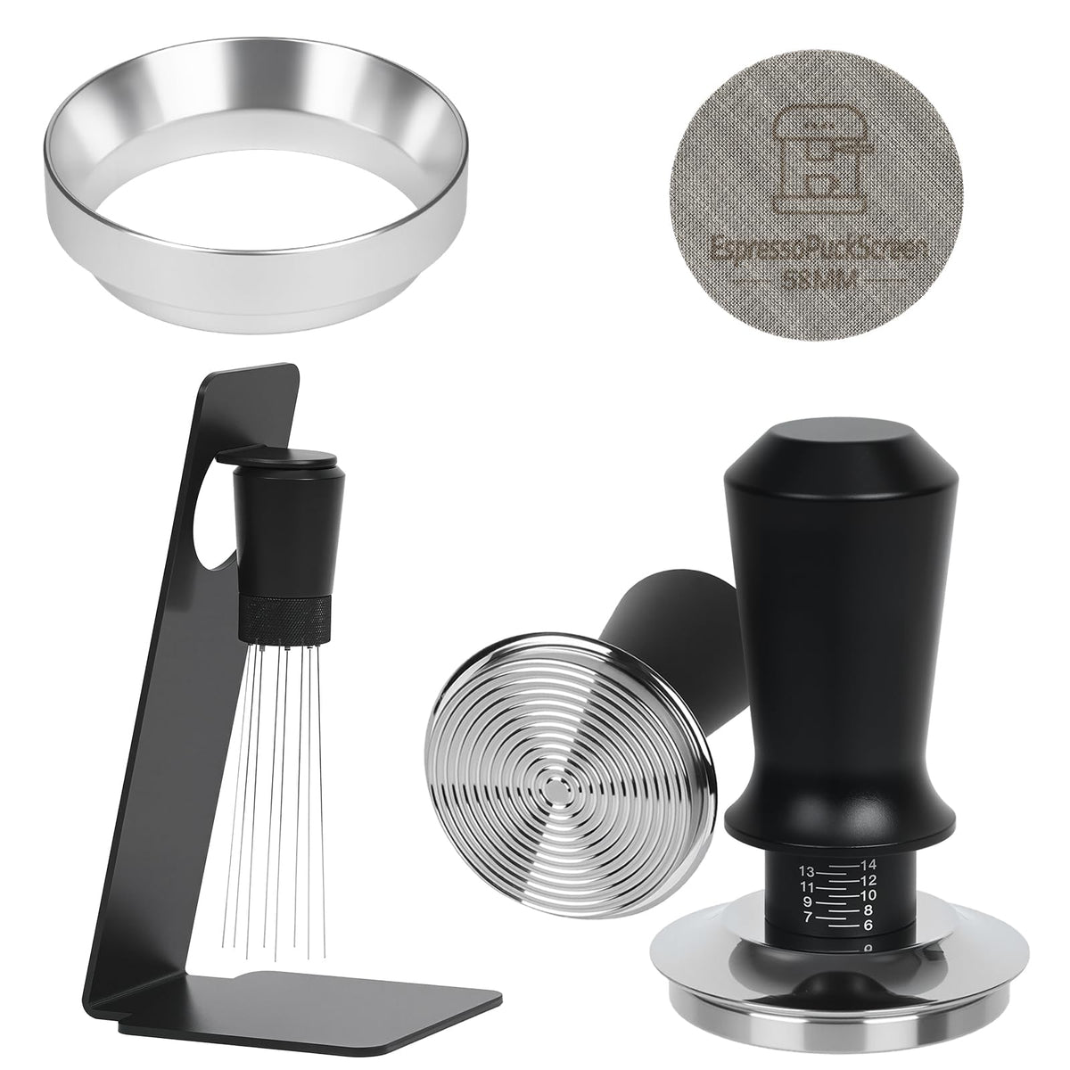 BUWILRQ prensa de espresso 58mm de doble resorte para extracción estable
