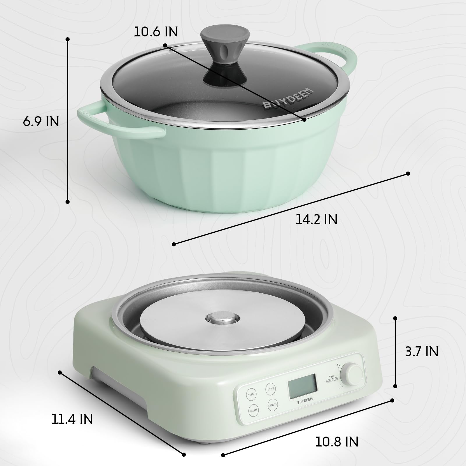 Compatibilidad con varios utensilios de cocina BUYDEEM para opciones.