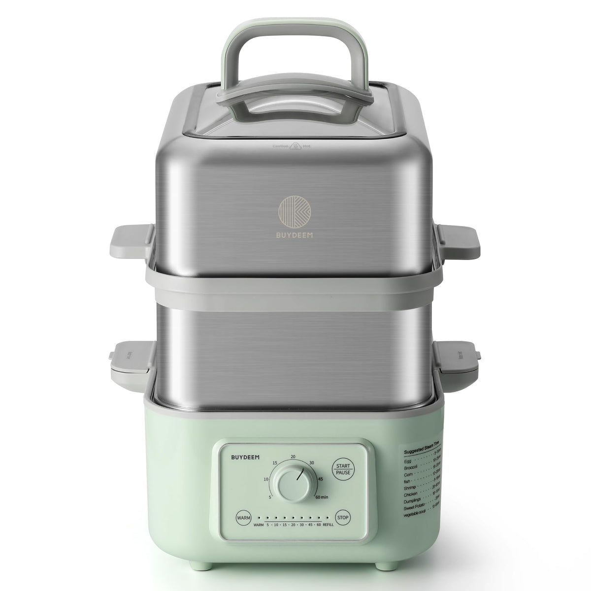 BUYDEEM G52 vaporera de dos niveles con capacidad de 10 litros para alimentar la familia.
