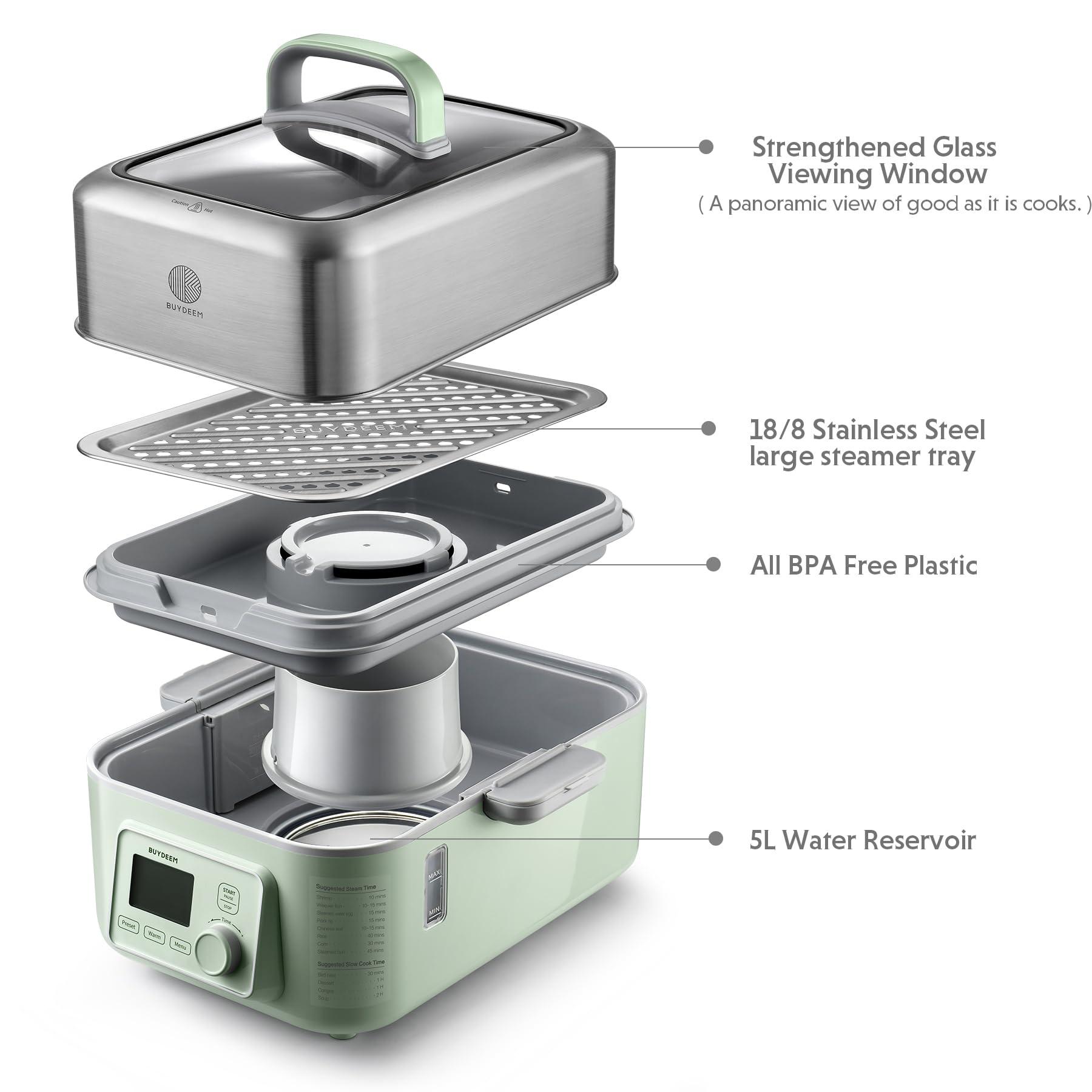 Bandeja de vapor de acero inoxidable BUYDEEM G553, duradera