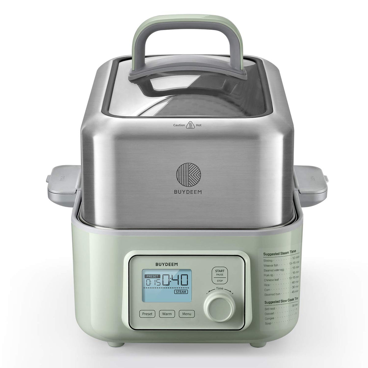 BUYDEEM G553 preparando vegetales al vapor para una cocción rápida y saludable