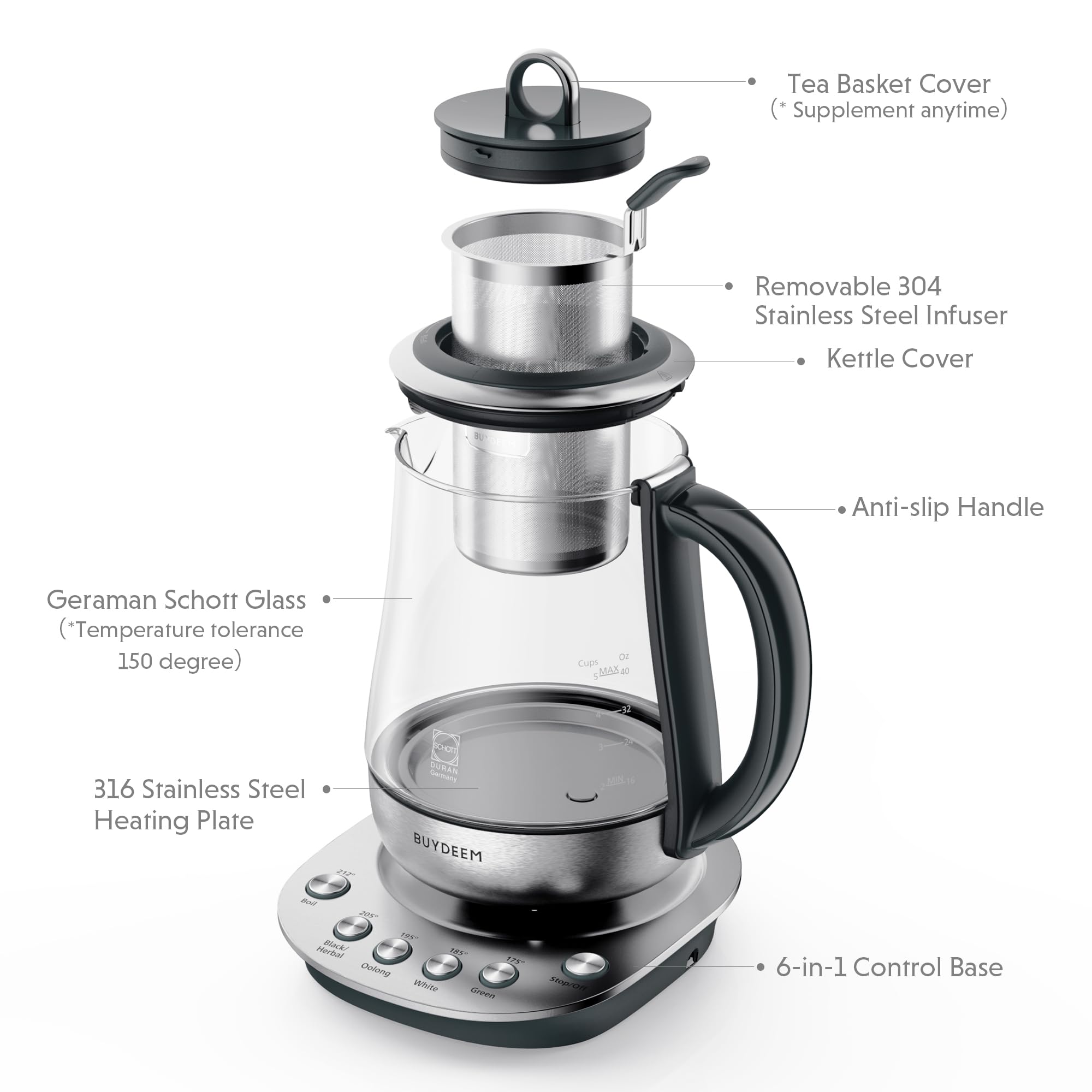 BUYDEEM K2423 - infusor-retirable, facilita añadir hojas de té y control de infusión