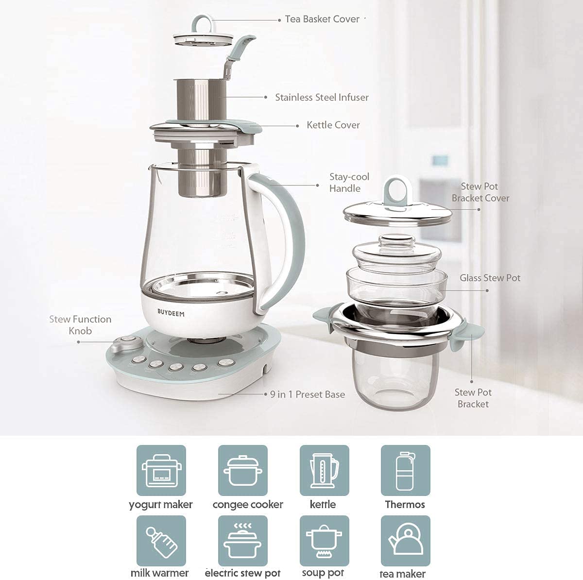 BUYDEEM K2683 vidrio DURAN resistente para cocción segura y duradera.