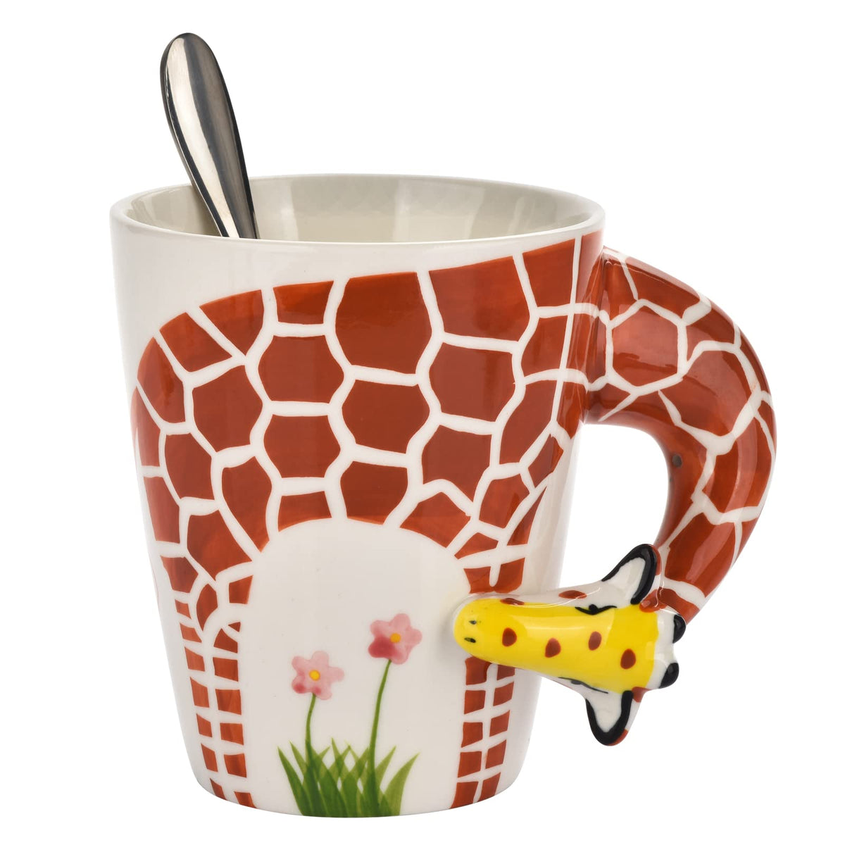 BUYNEED Taza de cerámica jirafa con asa 3D, ideal para café matutino en casa.