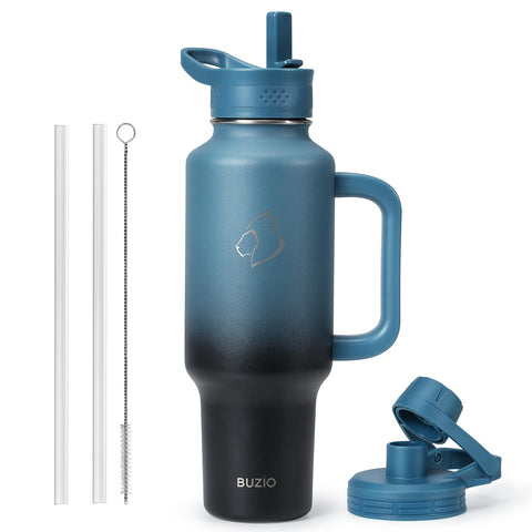 BUZIO 40oz con asa, agarre cómodo para viajes y deporte.