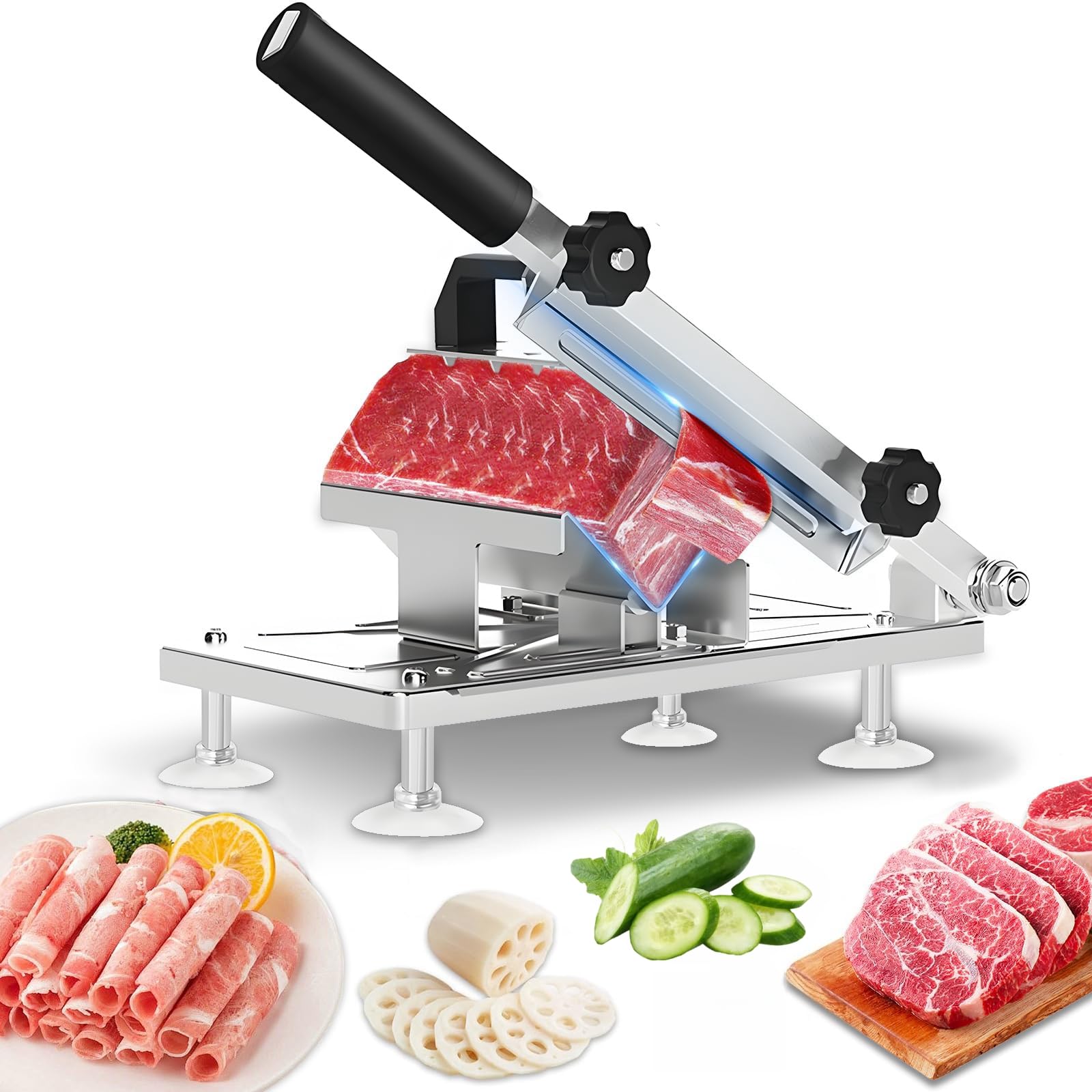 Cortadora de carne congelada Bwhhoxi con ajuste de grosor para rebanadas uniformes.