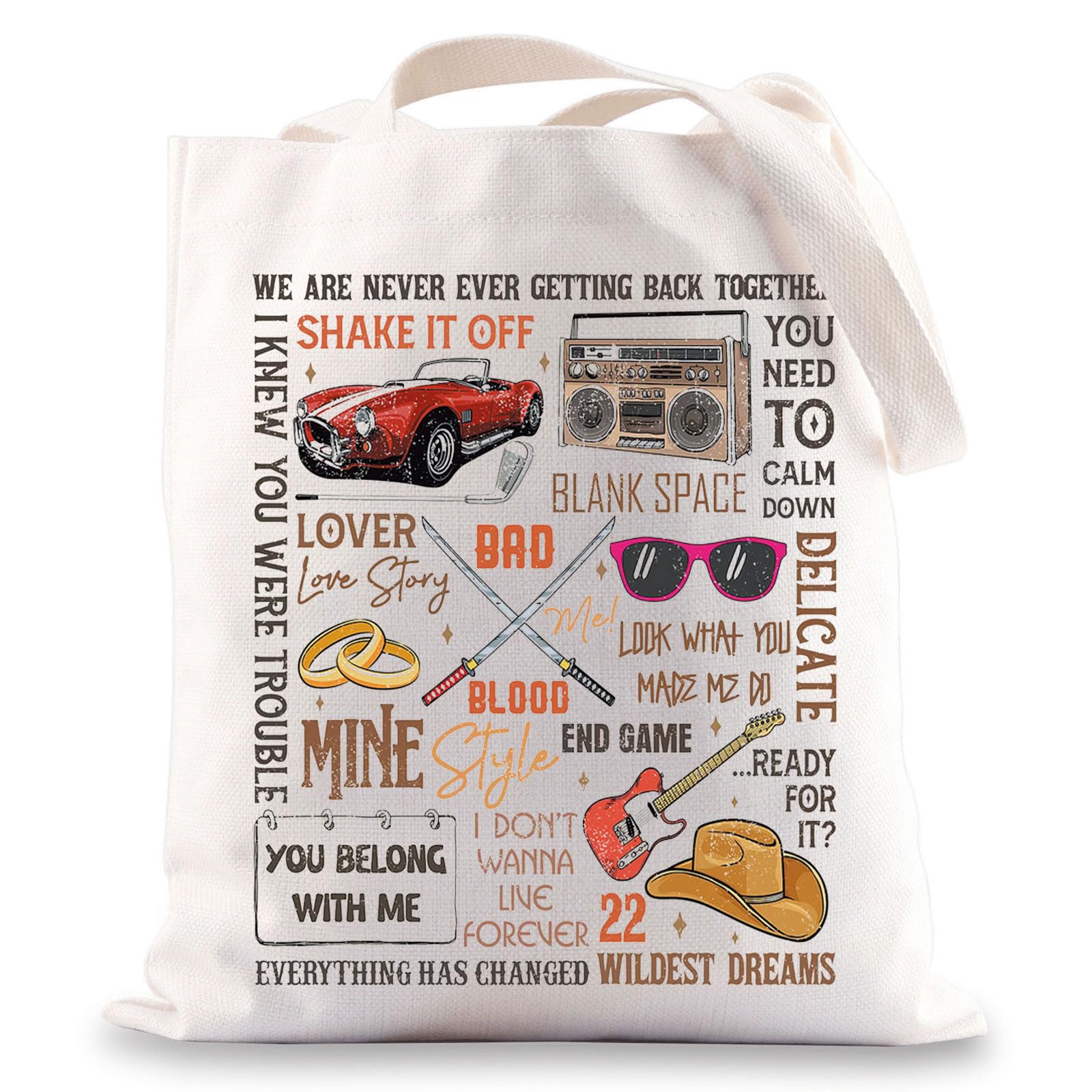 Bolso de lona BWWKTOP WZMPA con letras de canción, ideal para fans.