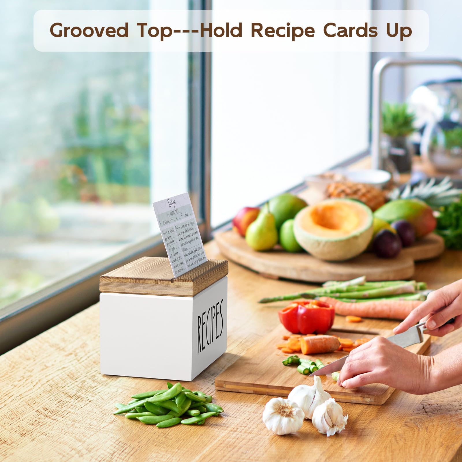 BWODYAY Caja de recetas resistente, diseño elegante para cocinar y guardar información.