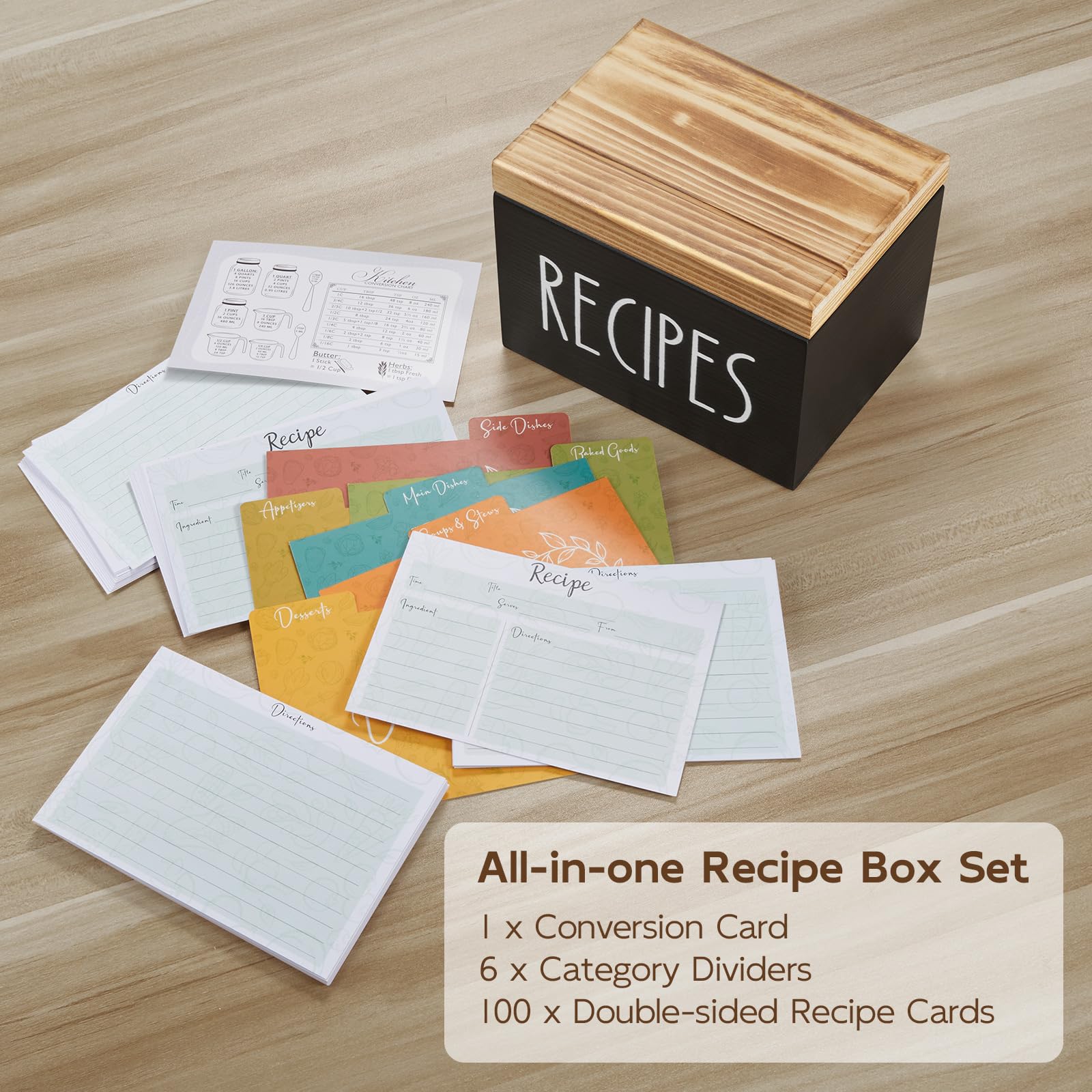 BWODYAY dimensiones-caja-recetas-6-9-5-3-4-7: referencias rápidas para almacenamiento.