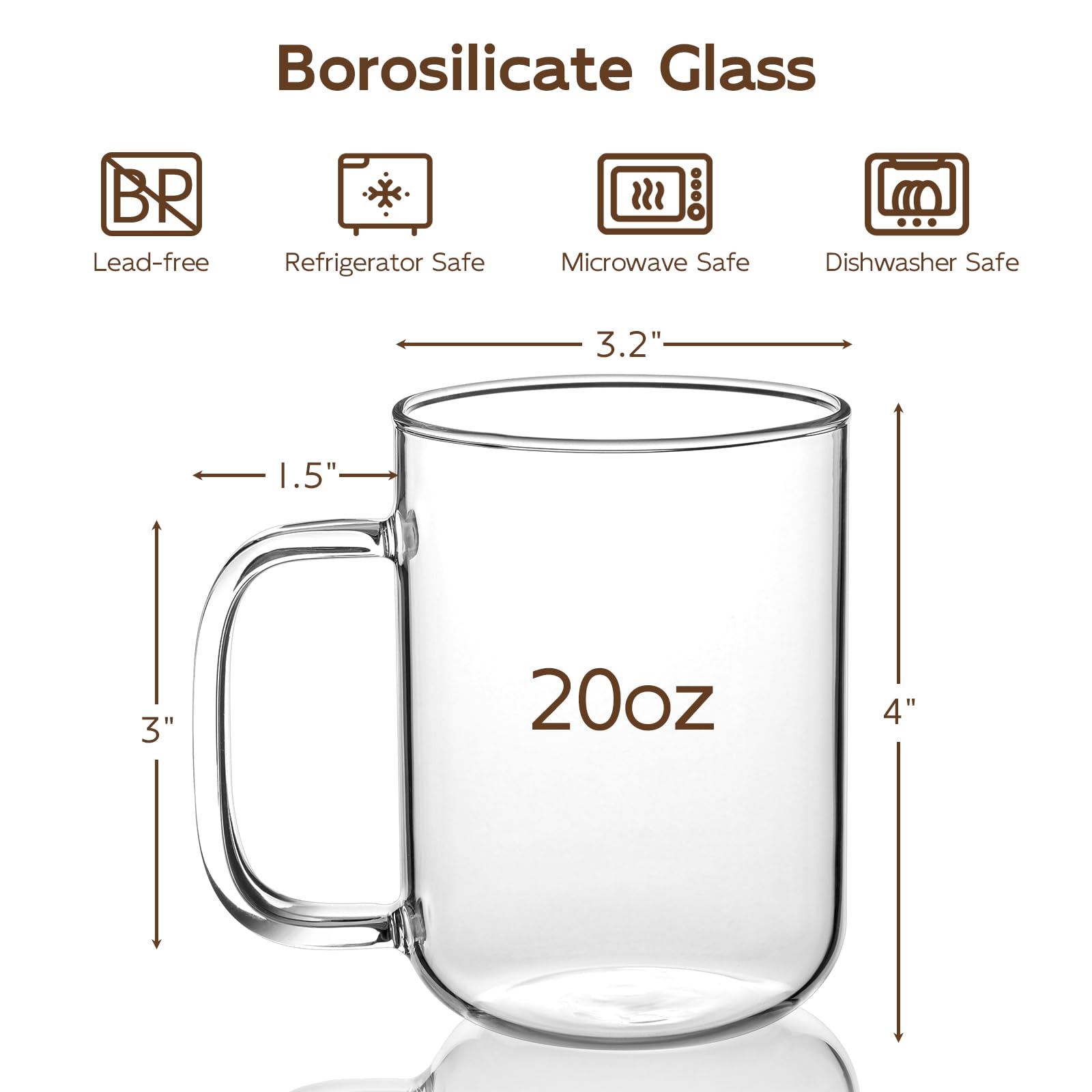 Vaso BWODYAY de vidrio, juego de dos unidades para uso diario en casa