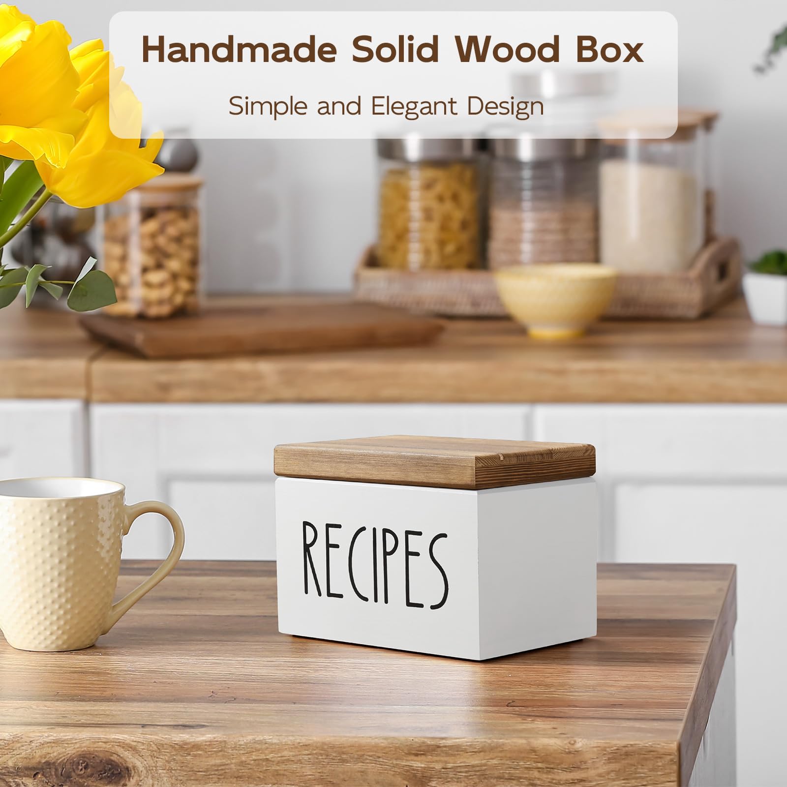 BWODYAY Organizador de recetas: espacio cómodo para 250-300 tarjetas.