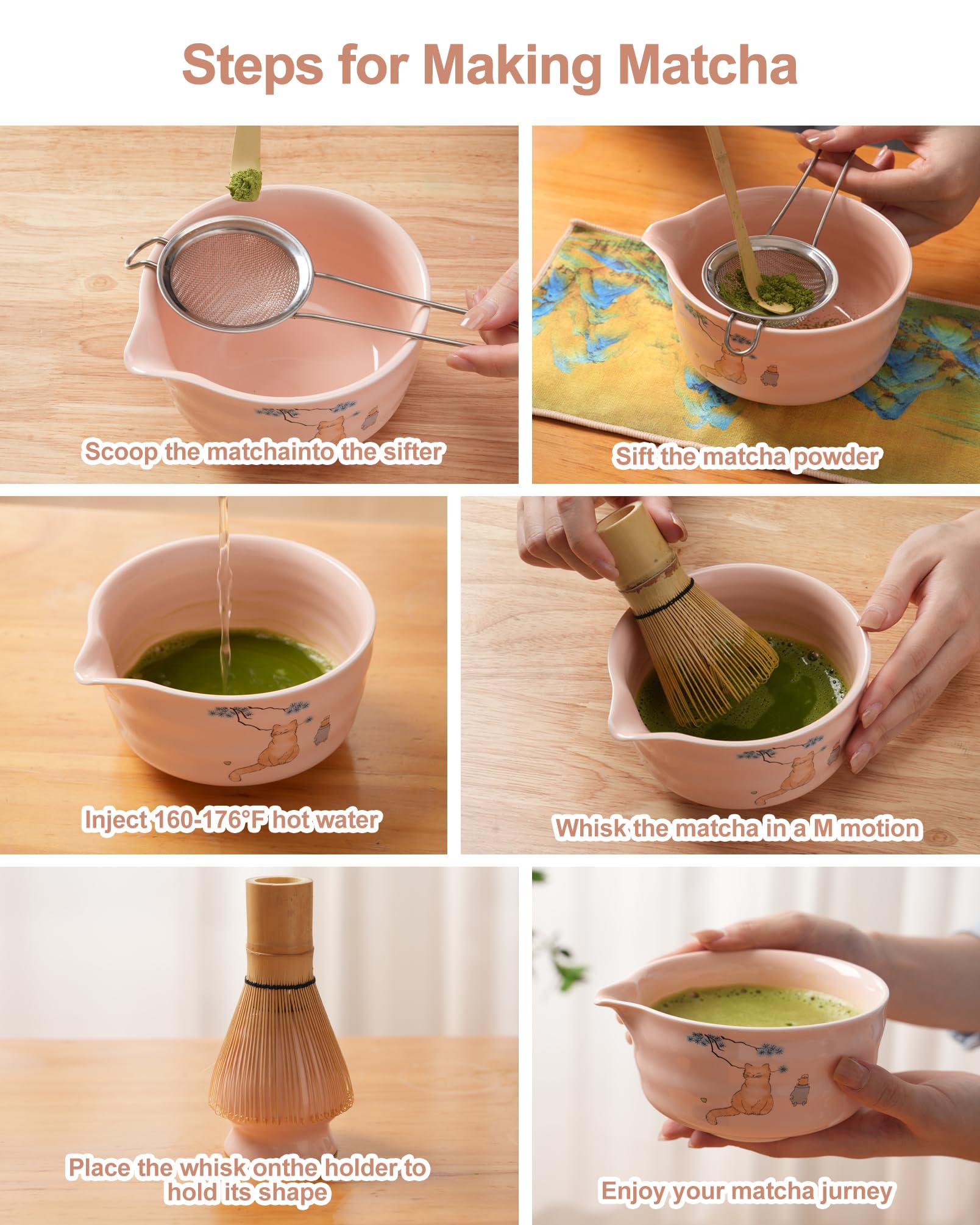 Set bwszrosa: tamiz para matcha para una preparación fina