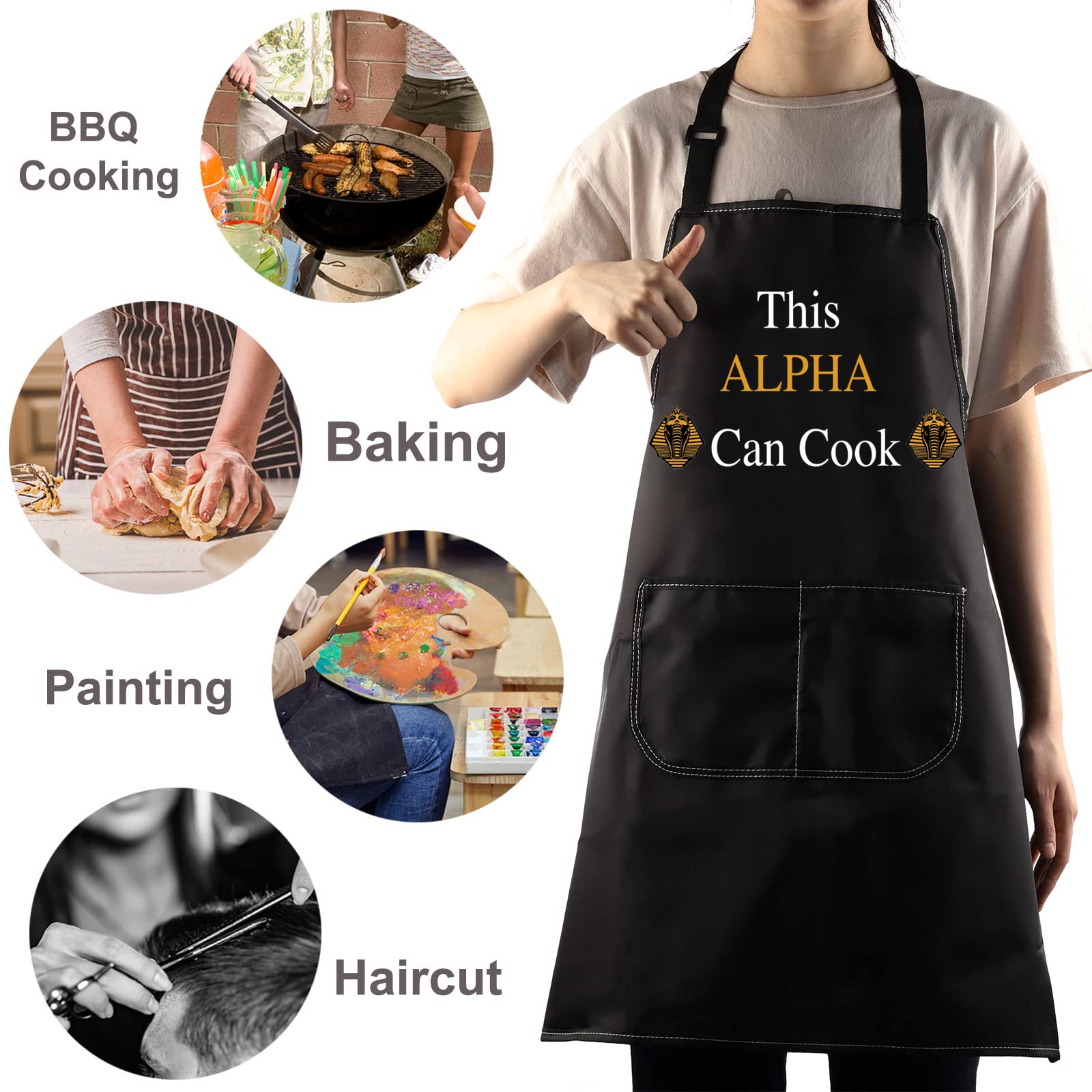 Delantal BWWKTOP ALPHA Cocina, regalo divertido y considerado para sororidades
