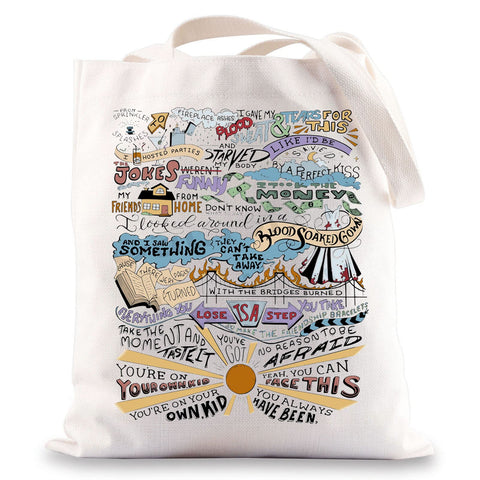 BWWKTOP tote de lienzo con letras de canciones para uso diario.