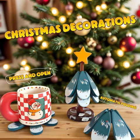 BXBibxiy posavasos-arbol navidad con diseño detallado para mesa festiva