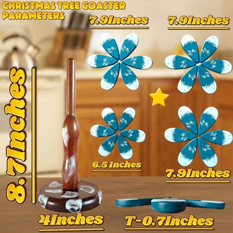 BXBibxiy posavasos-arbol navidad hojas que se abren al apoyar una taza