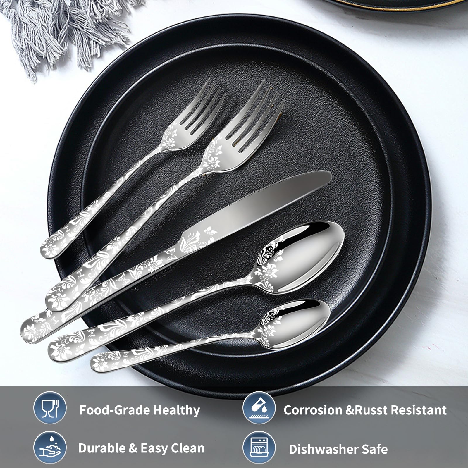 BXNSEN cubiertos para ensalada, ideales en comidas familiares y eventos.