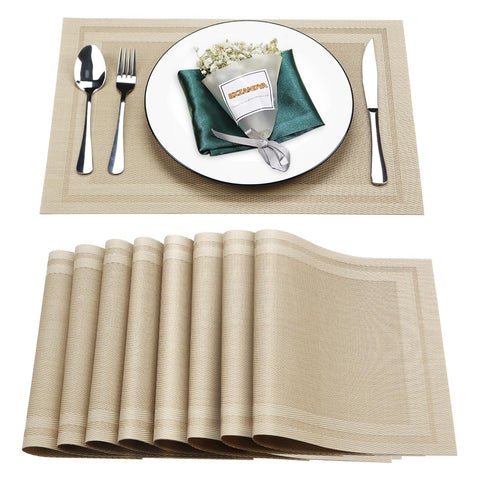 Manteles individuales BxzanDya, conjunto de 8 para interior y exterior.