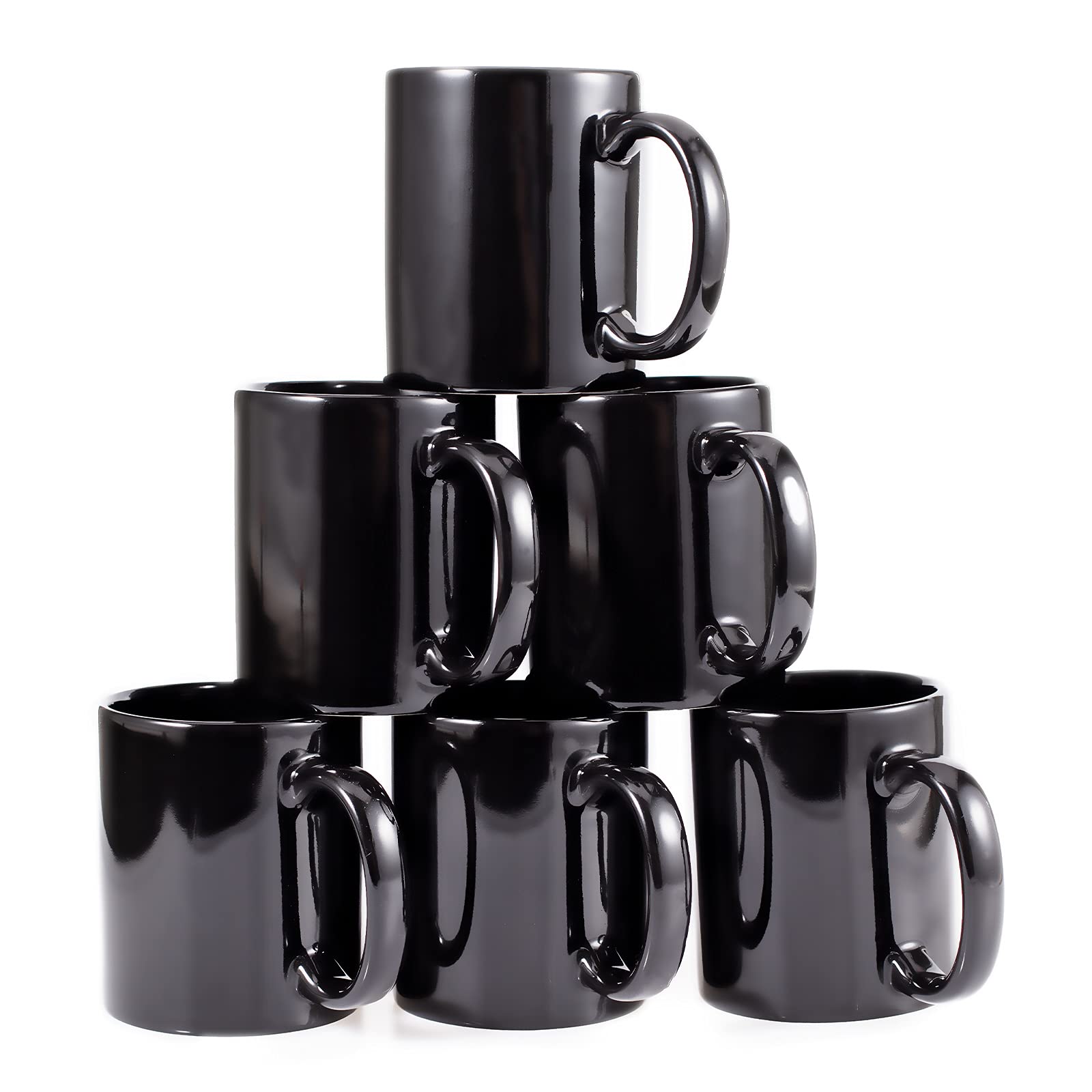 BYCNZB tazas 12 oz negro, conjunto de 6, ideales para café diario.