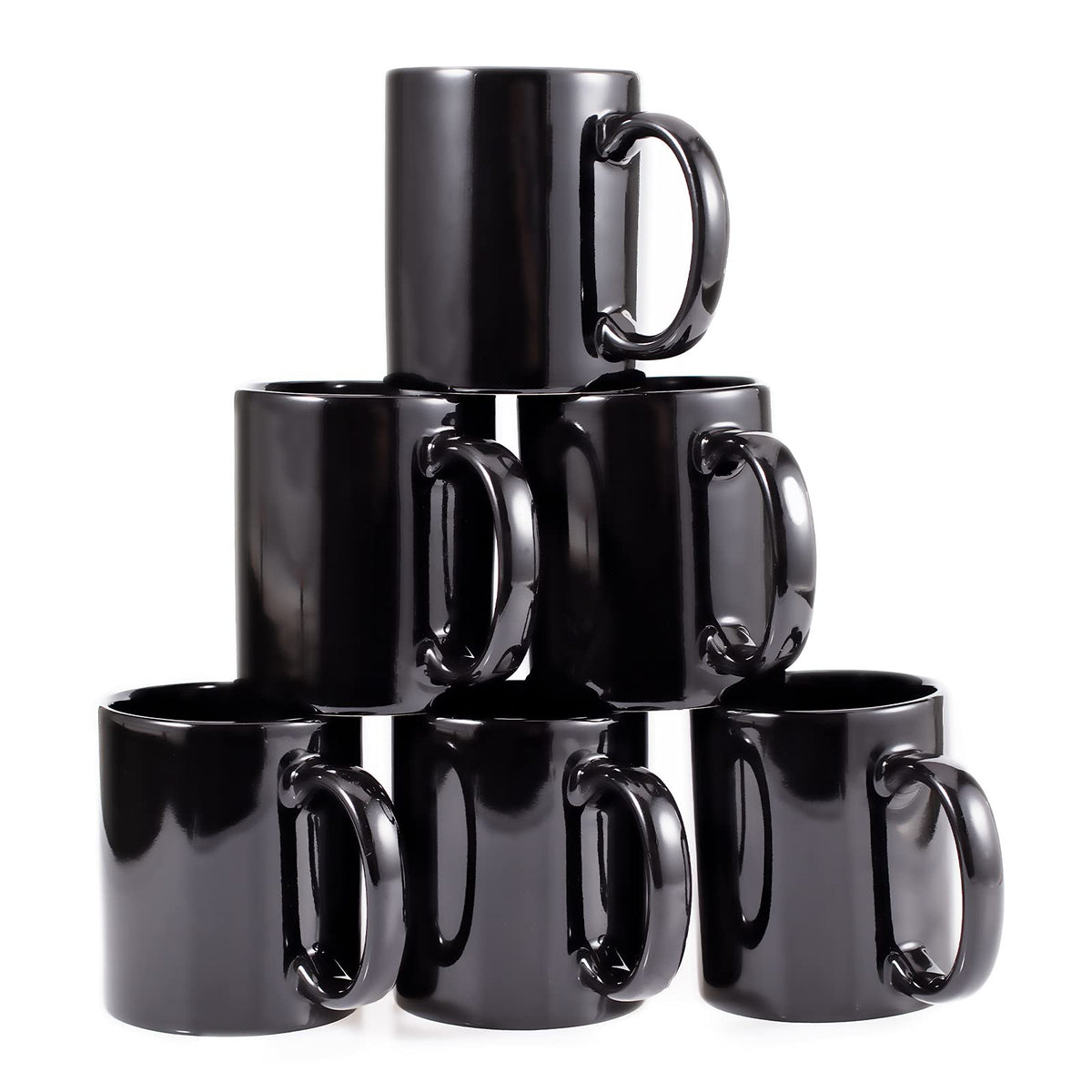 BYCNZB tazas 12 oz negro, conjunto de 6, ideales para café diario.