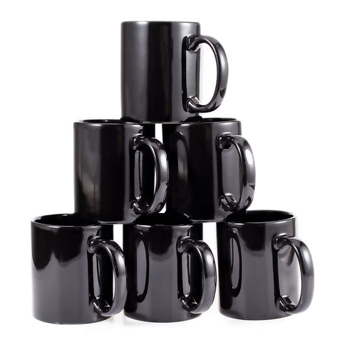 BYCNZB tazas 12 oz negro, conjunto de 6, ideales para café diario.