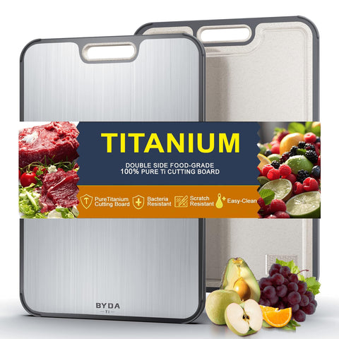 BYDA tabla de cortar titanio dos caras, higiene y versatilidad para carnes y verduras.