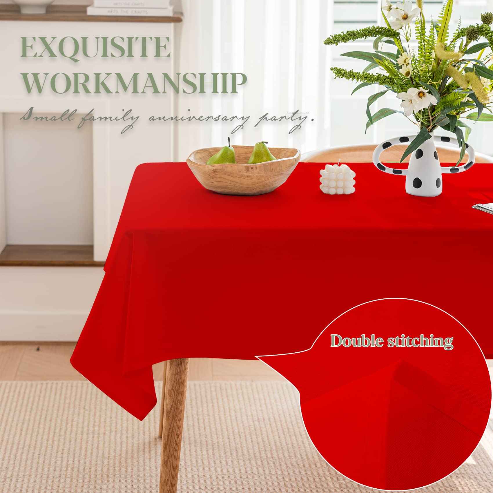 BYDOLL mantel rojo 54x54 para camping, fácil de limpiar