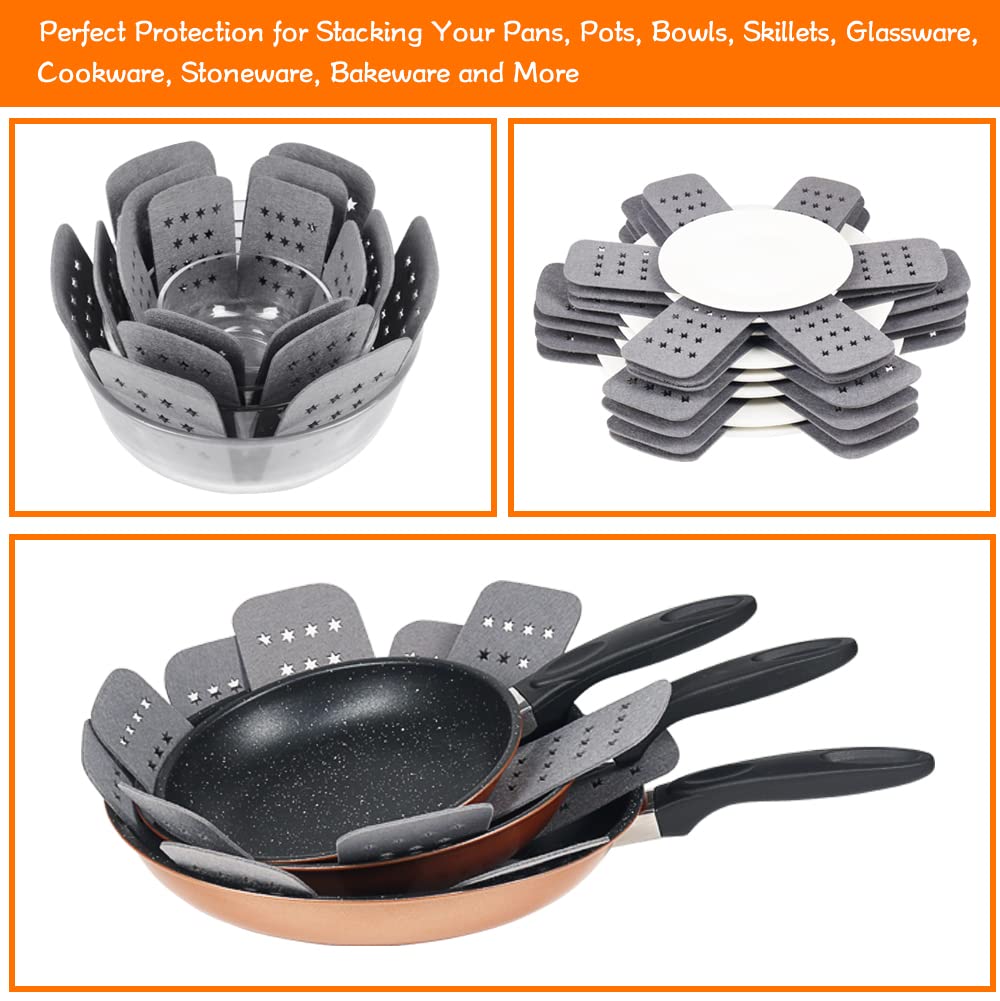 BYKITCHEN separadores reutilizables para apilar sartenes y vajilla, ahorro de espacio.