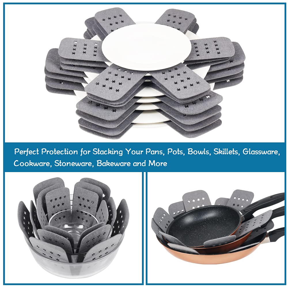 BYKITCHEN conjunto de 12 protectores, disponibles en tres tallas para sartenes grandes.