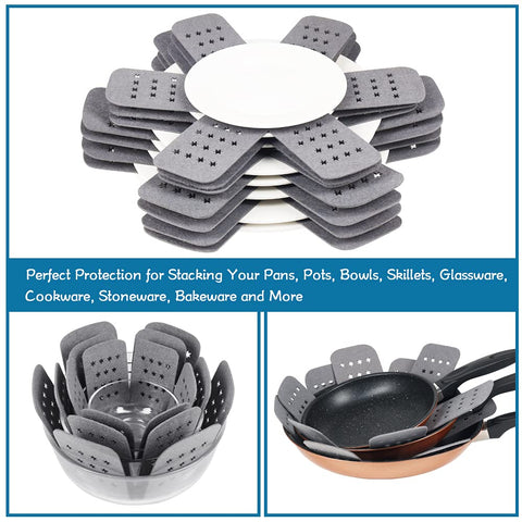 BYKITCHEN conjunto de 12 protectores, disponibles en tres tallas para sartenes grandes.