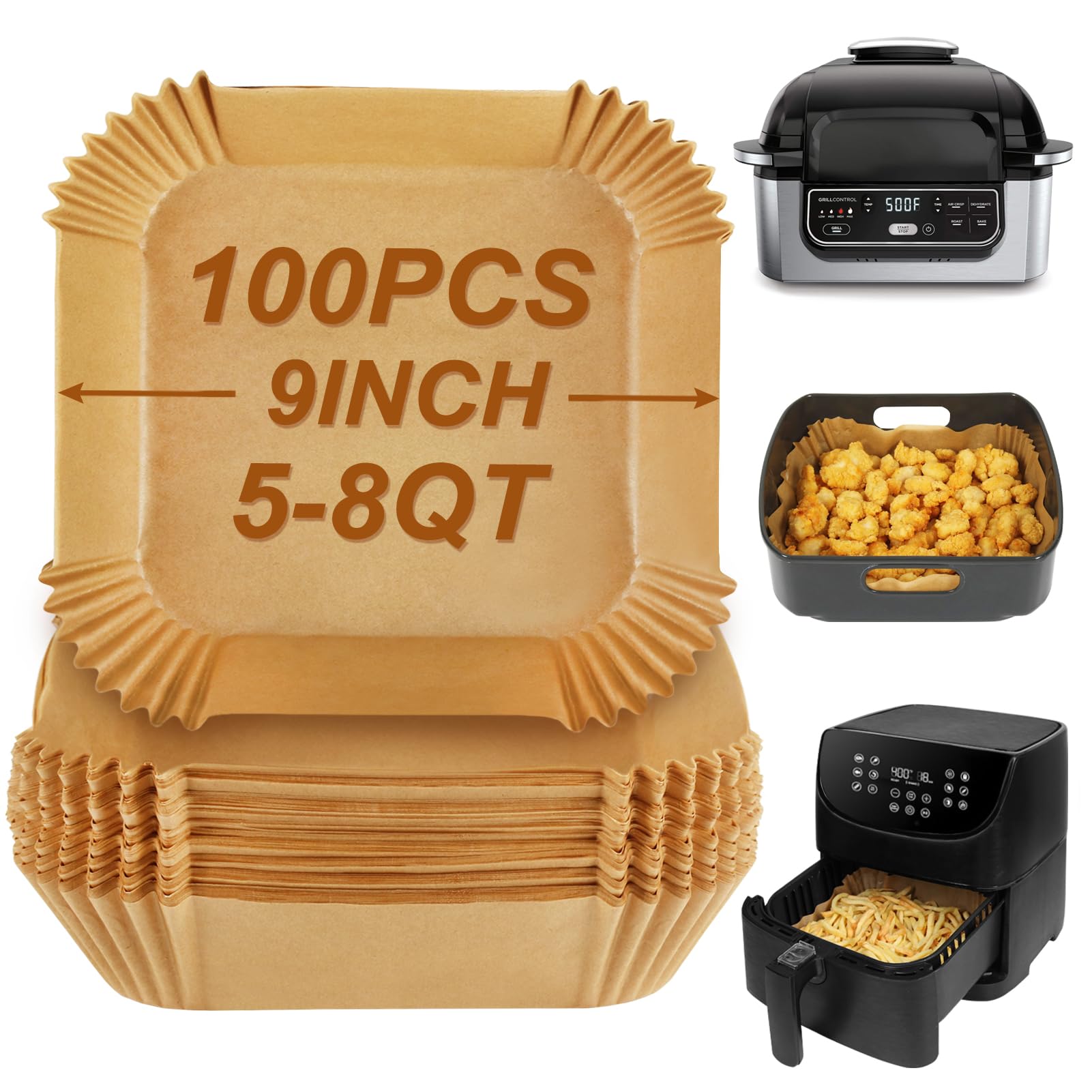 BYKITCHEN láminas de papel para freidora de aire Ninja AG301, evitan residuos y facilitan limpieza