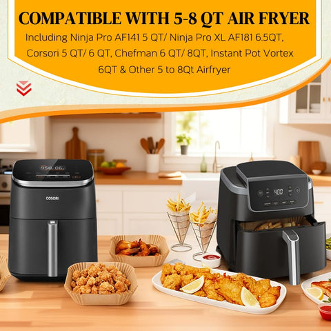 BYKITCHEN papel para freidora 5-8 qt, compatible Ninja AF141 Pro 4-en-1