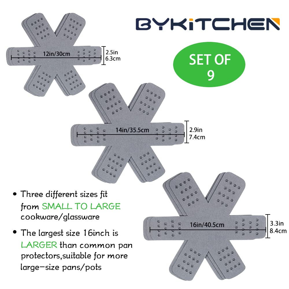 BYKITCHEN protectores con estrella, 14 pulgadas, ideales para apilar sin marcas.