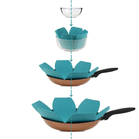 BYKITCHEN protectores en tres tallas, ideal para apilar utensilios sin daños.