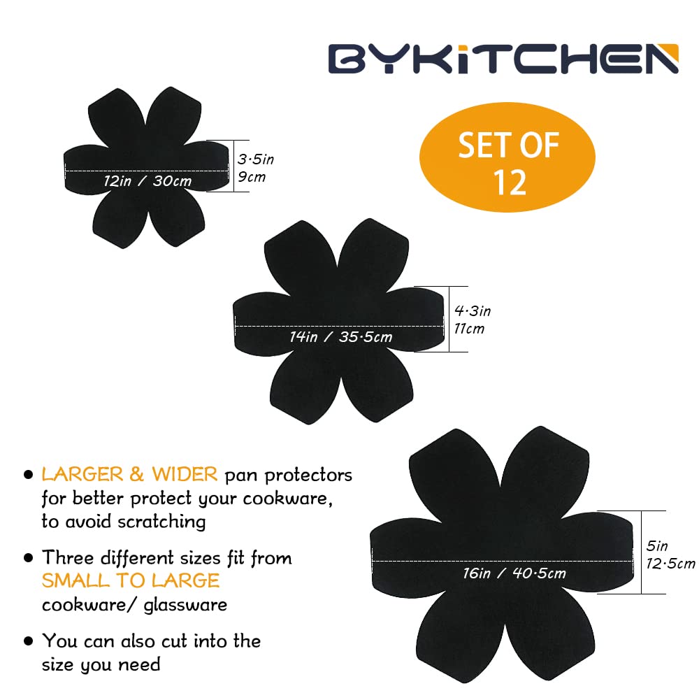 BYKITCHEN protector de sartén evita rayaduras en utensilios durante el apilado.