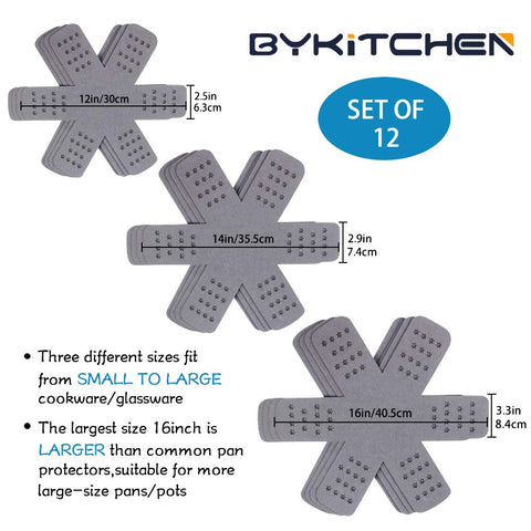 BYKITCHEN protector entre sartenes, minimiza rozaduras y extiende la vida útil de tus utensilios.