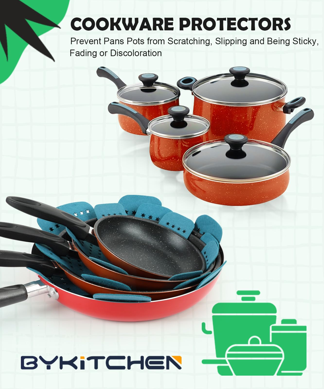 BYKITCHEN protectores con estrella para 16 pulgadas evitan rayaduras al apilar