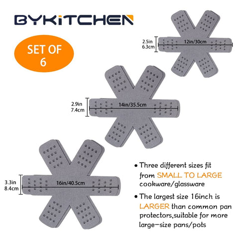 BYKITCHEN protector de sartenes con estrellas para 14 pulgadas, protege recubrimientos.