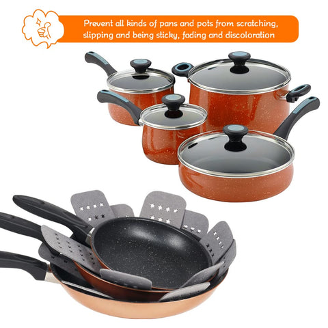 BYKITCHEN protector de sartenes con estrellas para 16 pulgadas, facilita apilar con seguridad.