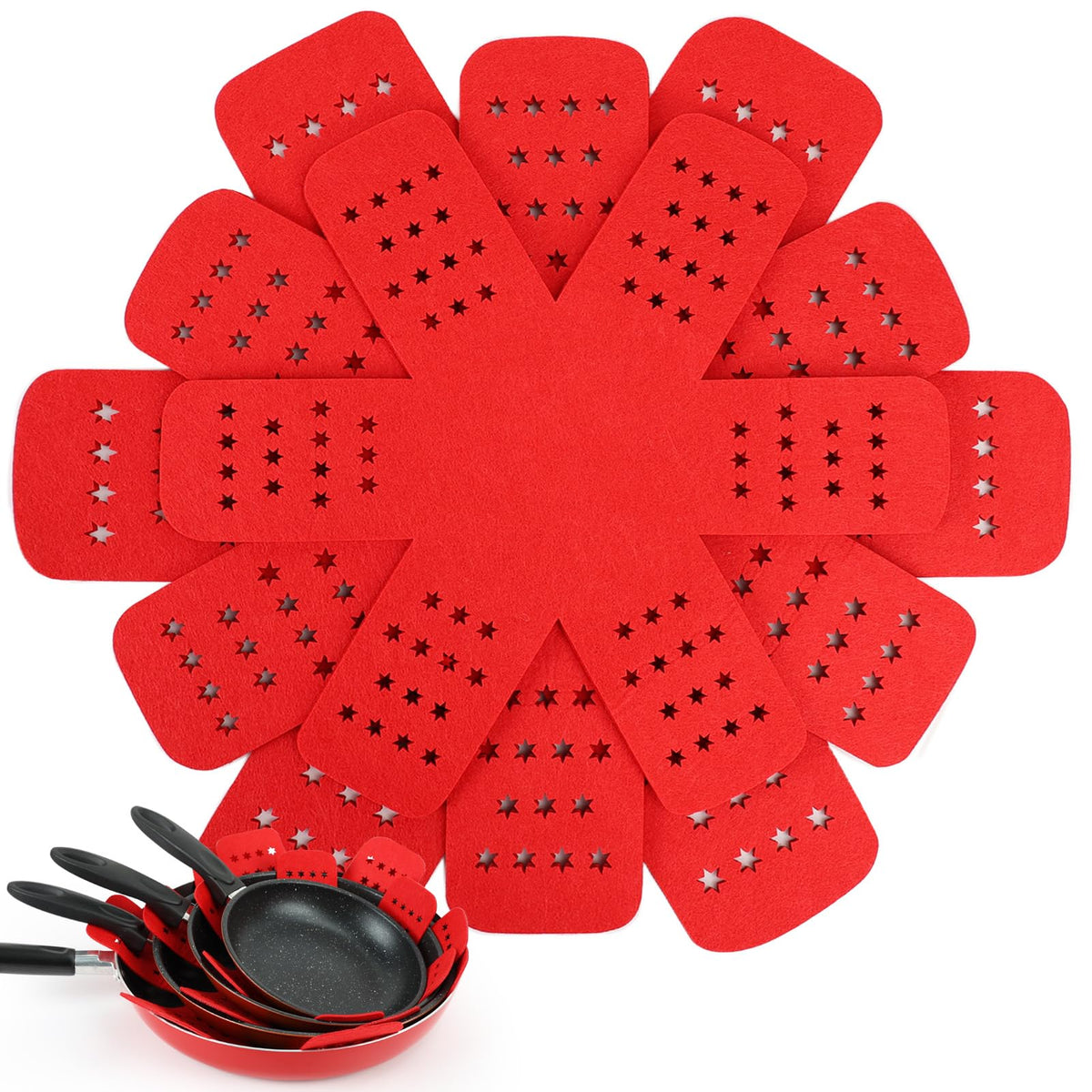 BYKITCHEN protectores para sartenes con estrellas, 12 pulgadas, evitan rasguños.
