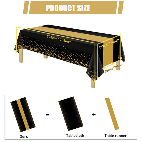 Mantel negro con destellos dorados byojia, ideal para bodas.