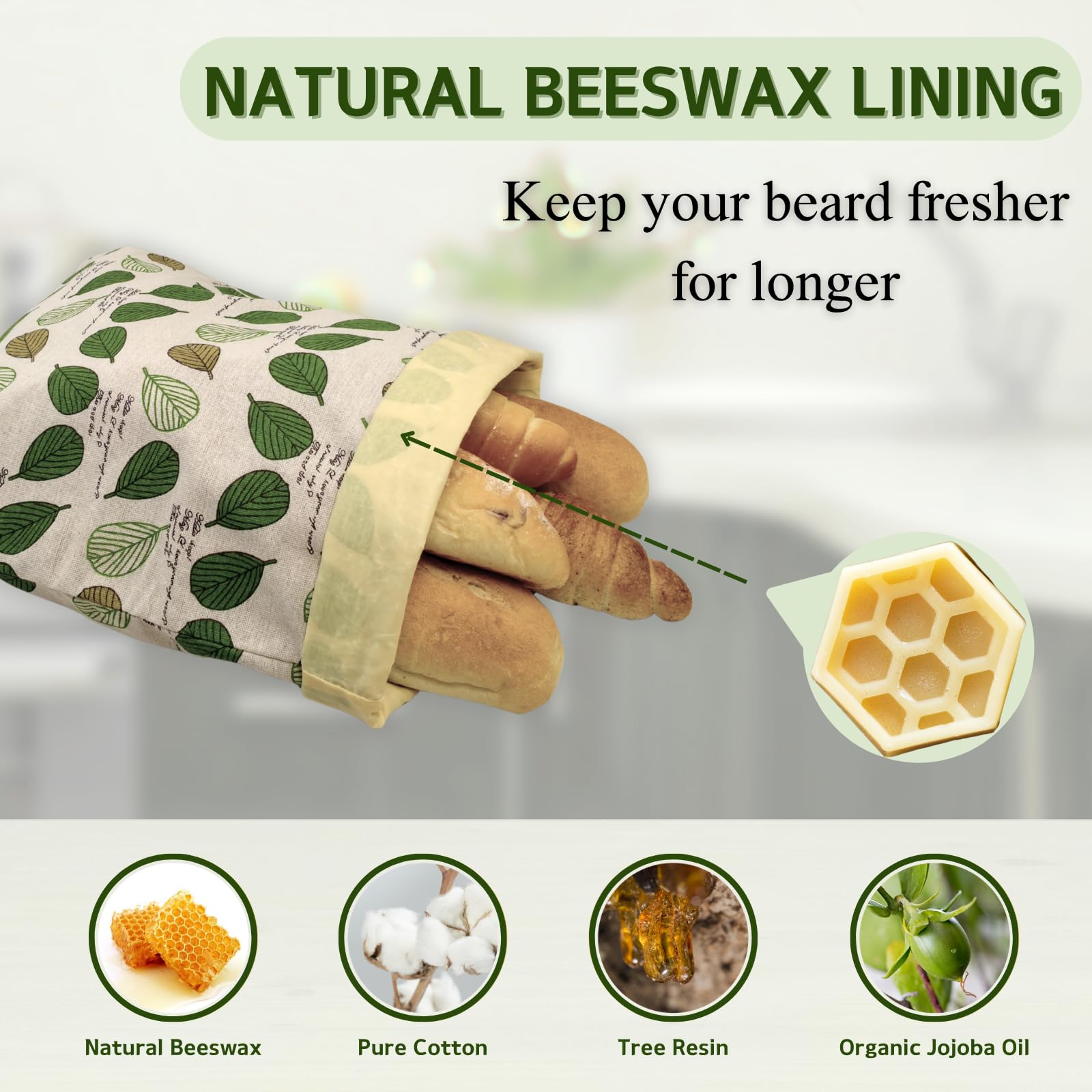 BYTTME Interior encerado de cera de abejas, barrera natural para conservar pan.