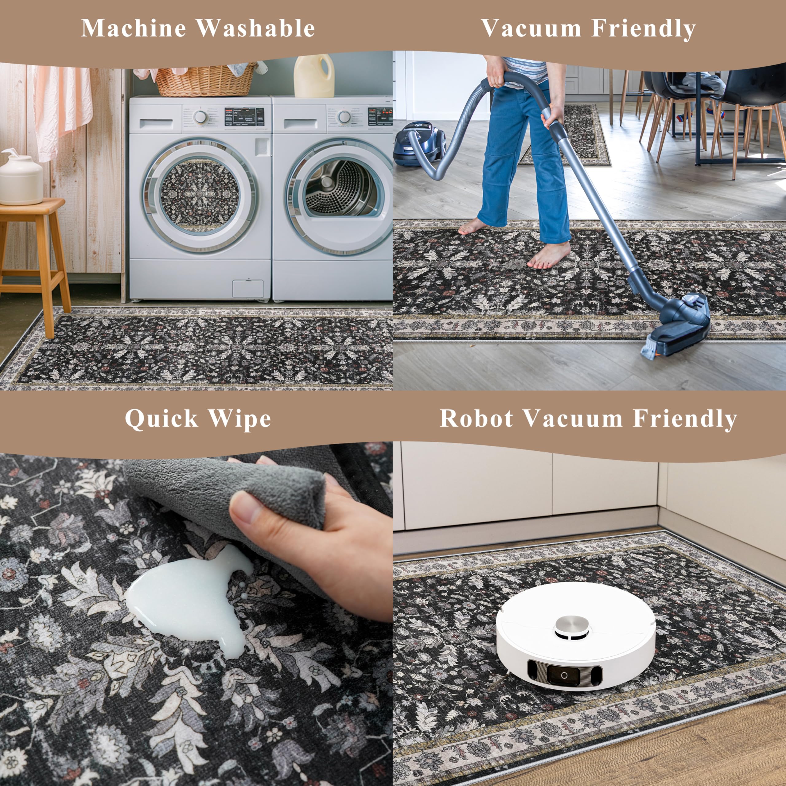 BYYVOO alfombras resistentes a manchas para uso diario en cocina.